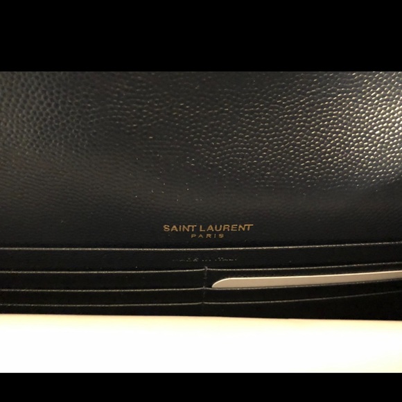 Brand New SAINT LAURENT Envelope Wallet on a Chain Embossed Leather - Picture 4 of 6